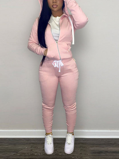 Casual Hoodies And Pant Tracksuit Set - ECHOINE