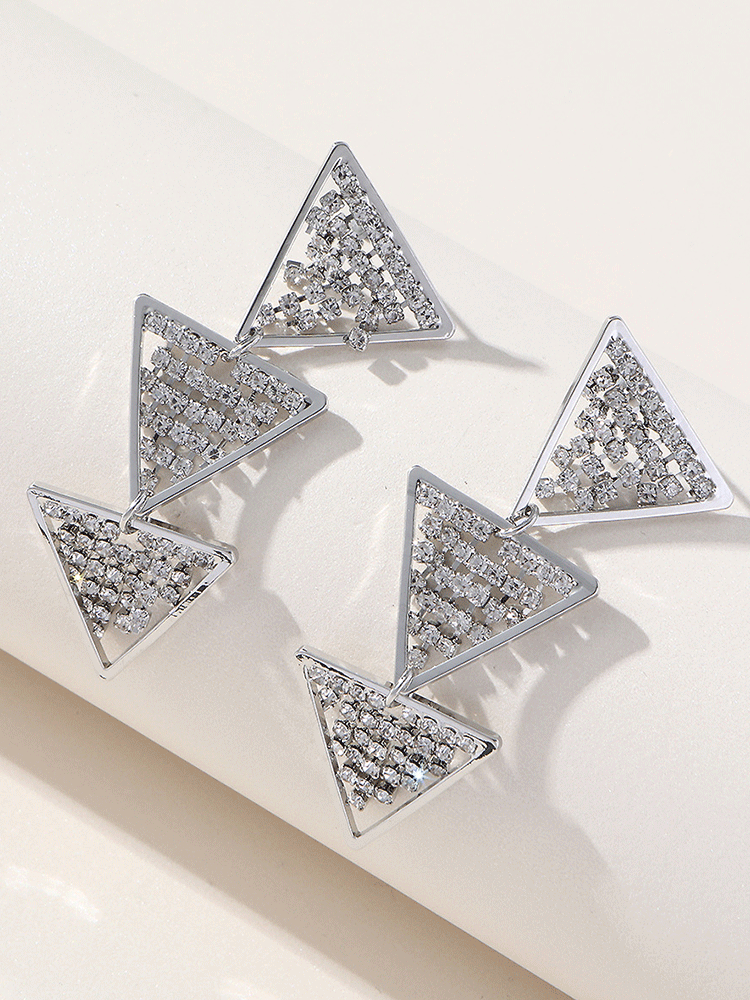 Triangle Rhinestone Earrings - ECHOINE