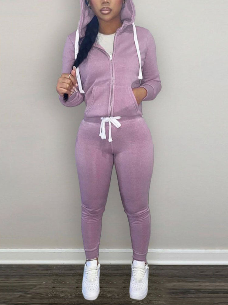 Casual Hoodies And Pant Tracksuit Set - ECHOINE