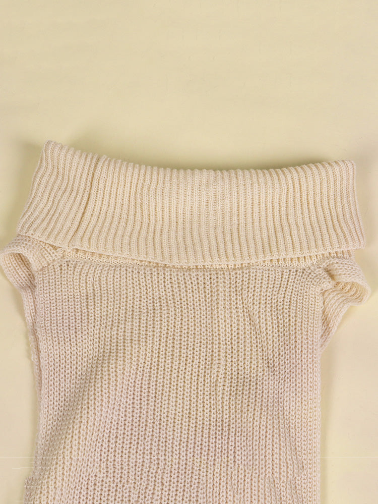 Slit Turtleneck Knitted Tops - ECHOINE