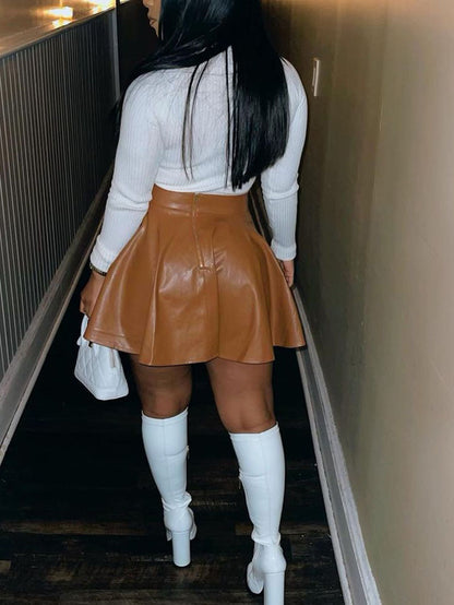 PU Leather Mini Skirt - ECHOINE