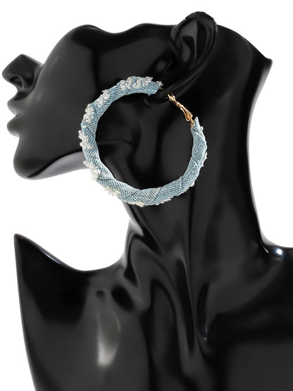 Denim Hoop Earrings - ECHOINE