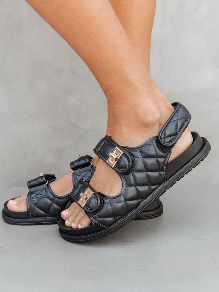 PU Double Velcro Sandals - ECHOINE