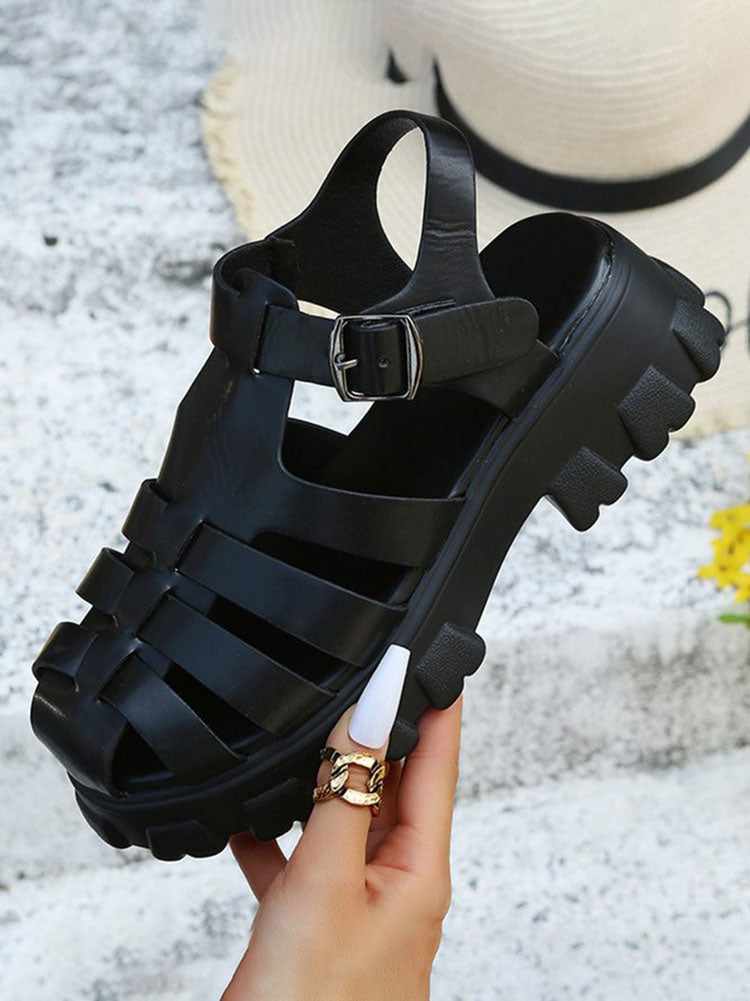 Hollow Out Wedge Sandals - ECHOINE
