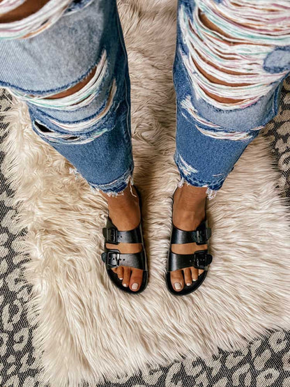 Double Buckle Sandals - ECHOINE