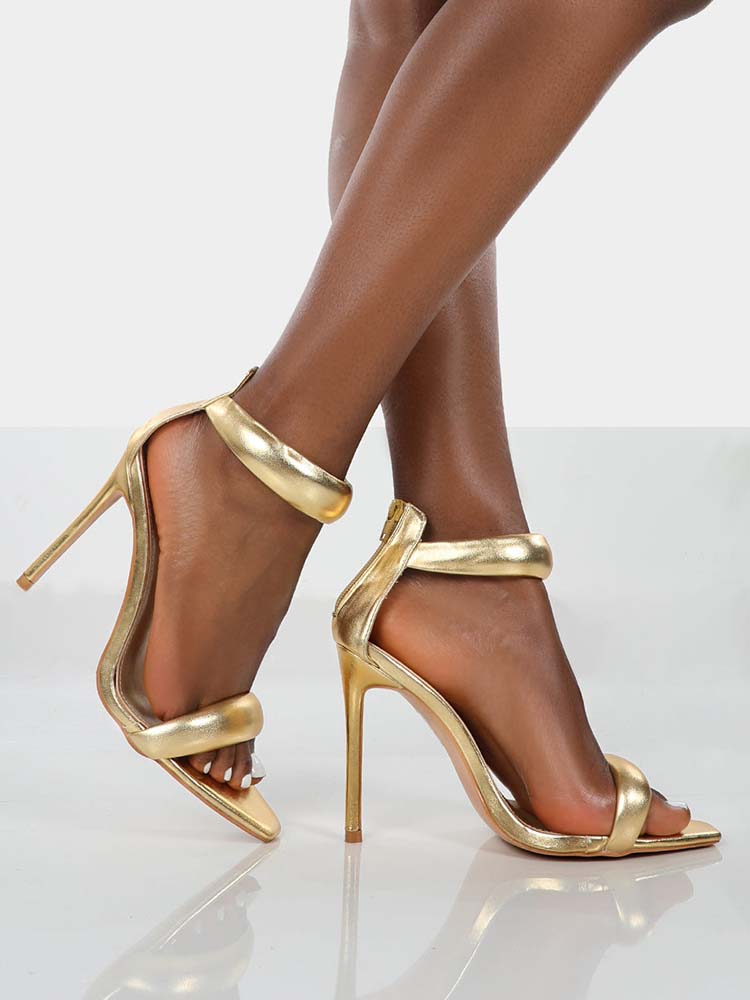 Gold Ankle Strap Sandals - ECHOINE