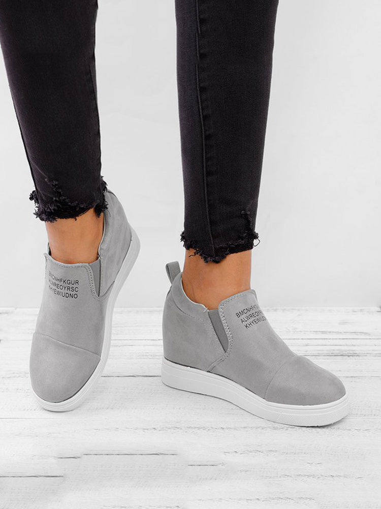 Suede Letter Pattern Casual Sneakers - ECHOINE