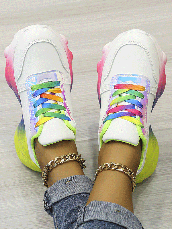 Colorful Tie-dye Lace-Up Sneakers - ECHOINE