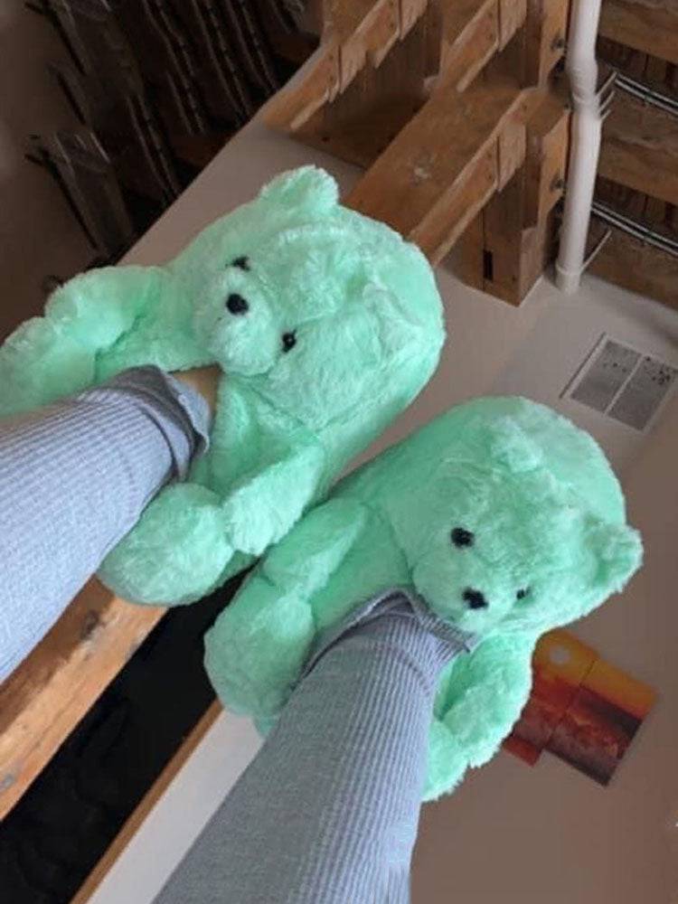 Fluffy Teddy Bear Slippers - ECHOINE