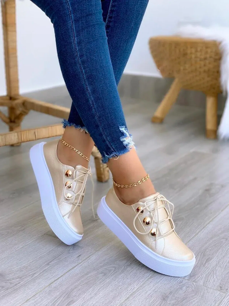 Casual Round Toe PU Loafers | ECHOINE