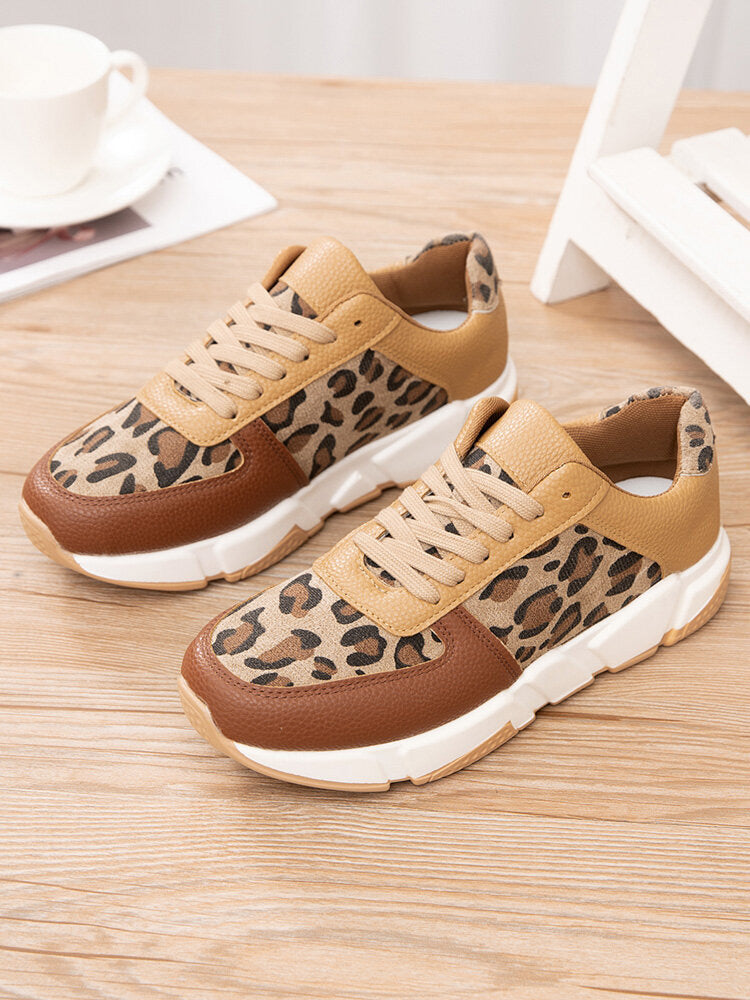 PU Leopard Casual Sneakers - ECHOINE