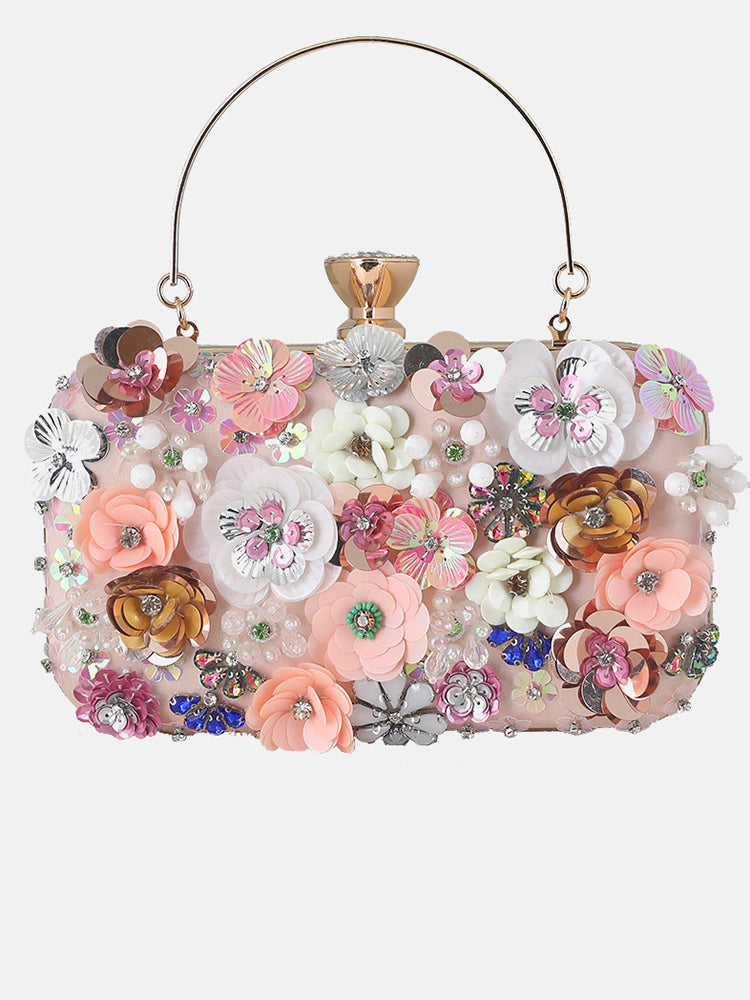 Rhinestones Pearl Floral Bag - ECHOINE