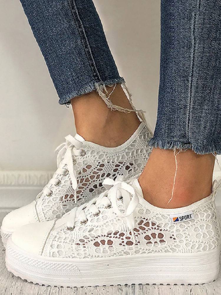 Eyelet Hollow Out Sneakers - ECHOINE