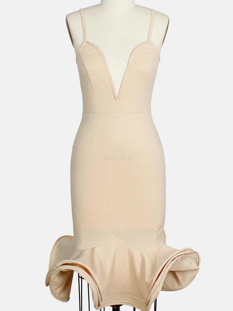 Spaghetti Strap Flare Bandage Dress - ECHOINE