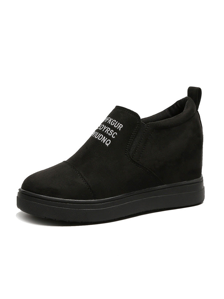 Suede Letter Pattern Casual Sneakers - ECHOINE