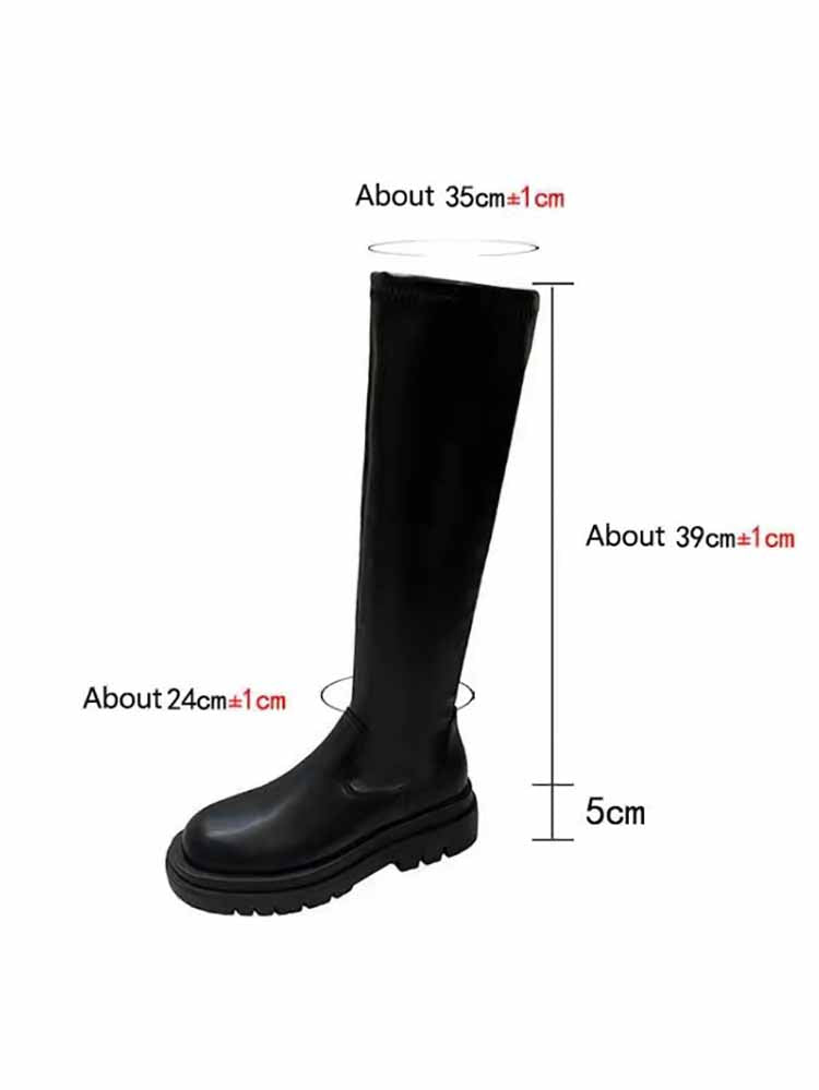 PU Leather Flat Heel Boots - ECHOINE