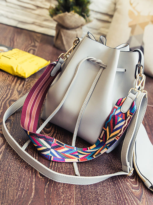 Colorful Strap Bucket Leather Bags - ECHOINE