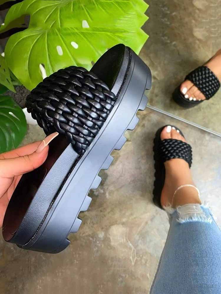 Braided Platform Sandals - ECHOINE