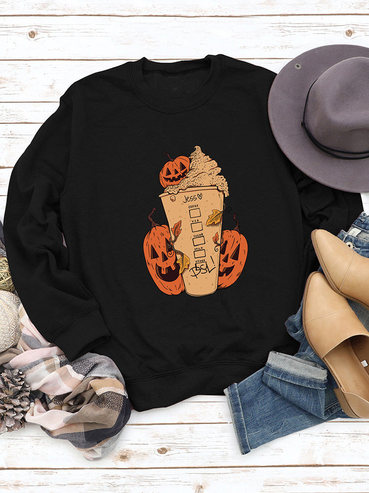 Halloween Pumpkin Cup Sweatshirt - ECHOINE
