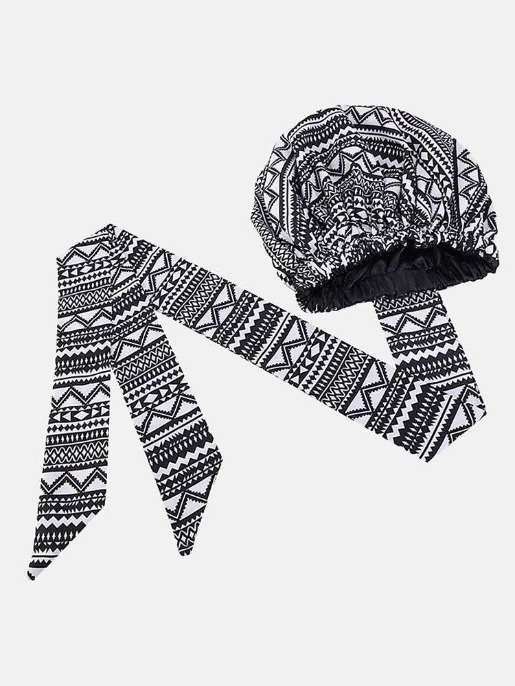 Printed Double Layer Satin Headwrap - ECHOINE