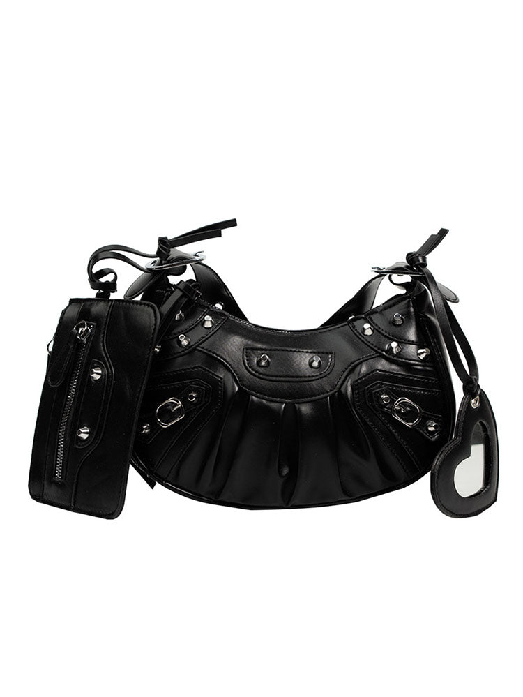 Leather Studs Shoulder Bag - ECHOINE