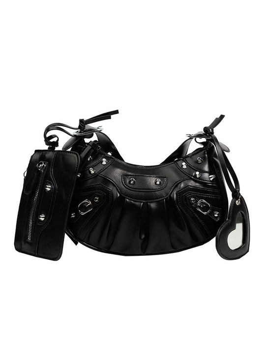 Leather Studs Shoulder Bag - ECHOINE