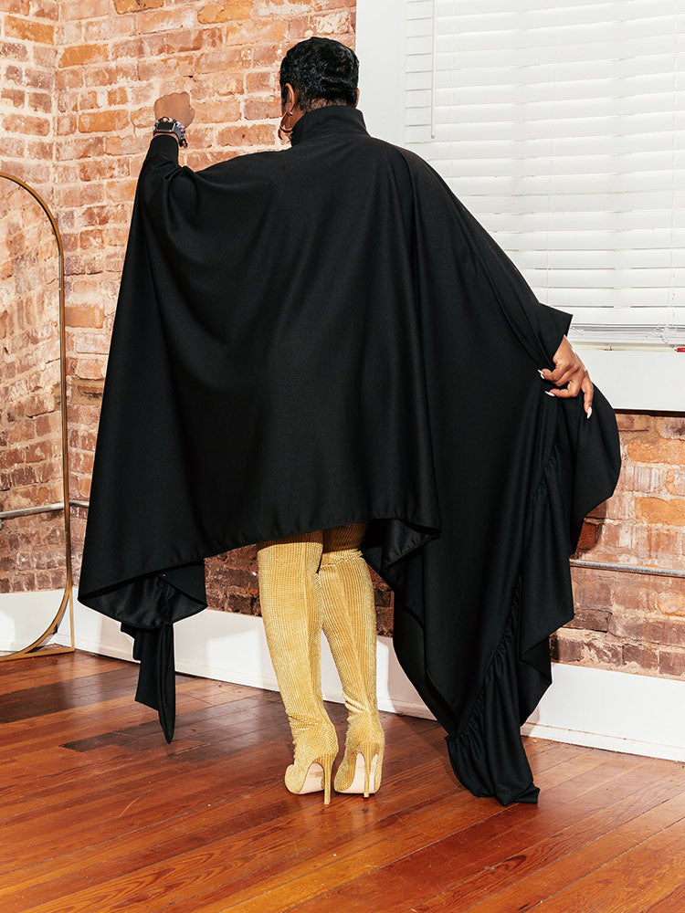 Batwing Sleeve Asymmetrical Shirt Dress - ECHOINE