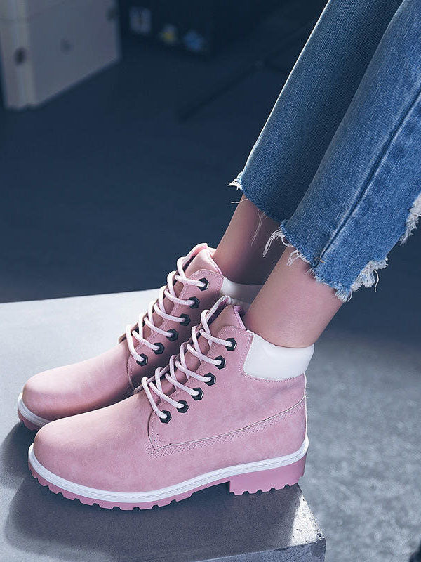 Leather Lace-up Ankle Boot - ECHOINE