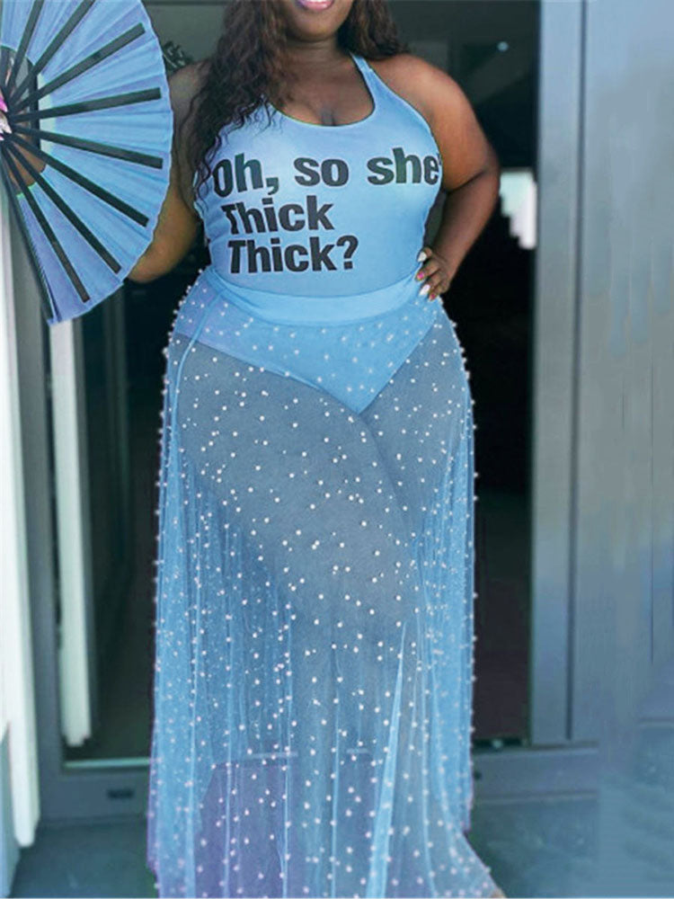 Bodysuit Tops Sheer Tulle Skirt Sets - ECHOINE