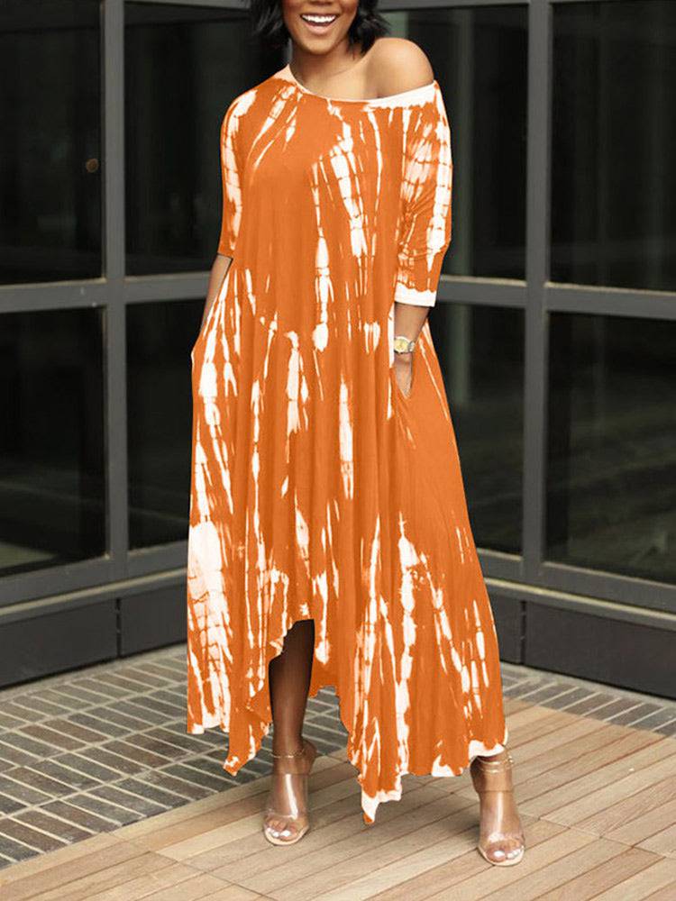Tie Dye Print Irregular Dress | ECHOINE