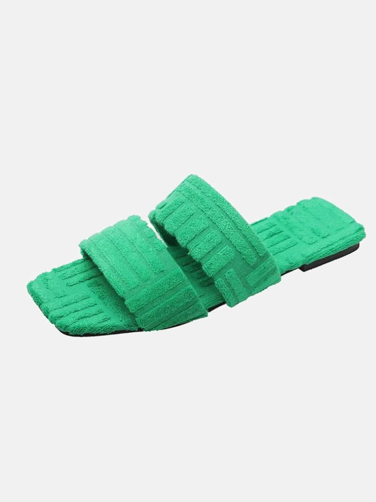 Toweling Flat Heel Slides - ECHOINE