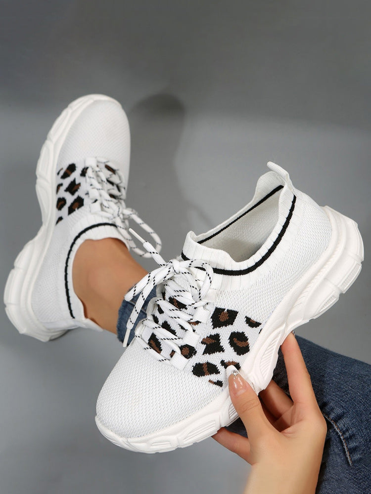 Leopard Solid Patchwork Sneakers - ECHOINE