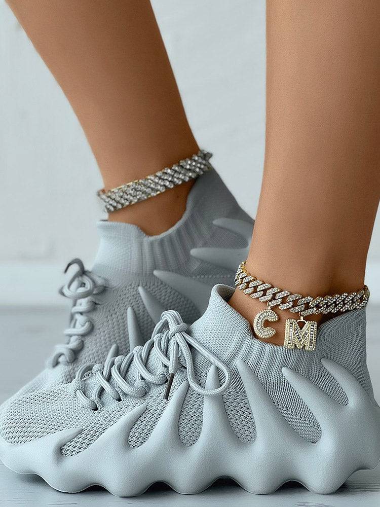 Lace-up Knit Breathable Sneakers - ECHOINE