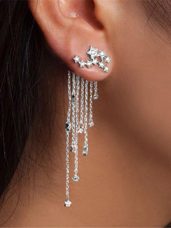 Tassels Star Rhinestones Earrings - ECHOINE