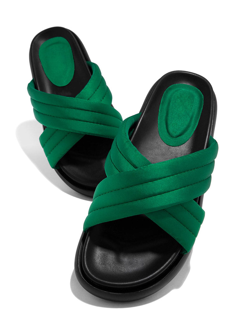 Crossed Solid Color Slippers - ECHOINE