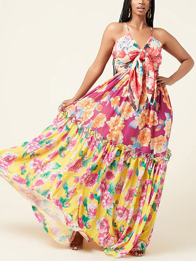 Floral Printed Sleeveless Maxi Dress - ECHOINE