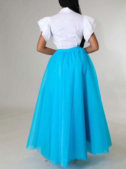High Waist Solid Color Skirt - ECHOINE