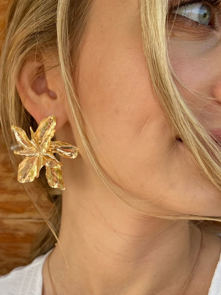 Gold Flower Drop Dangle Earring - ECHOINE