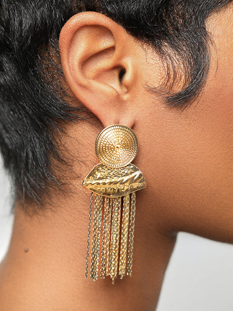 Abstract Fringe Gold Earrings - ECHOINE