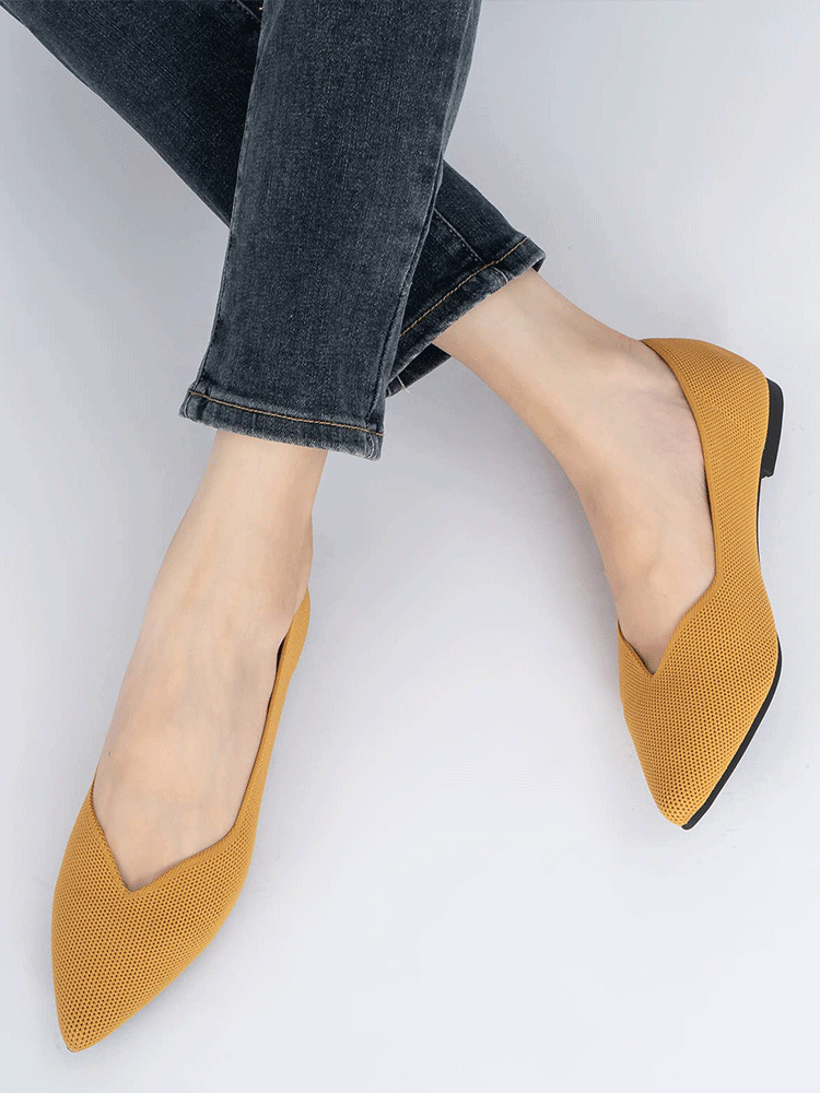 Knitted Pointed Toe Flats Shoes - ECHOINE