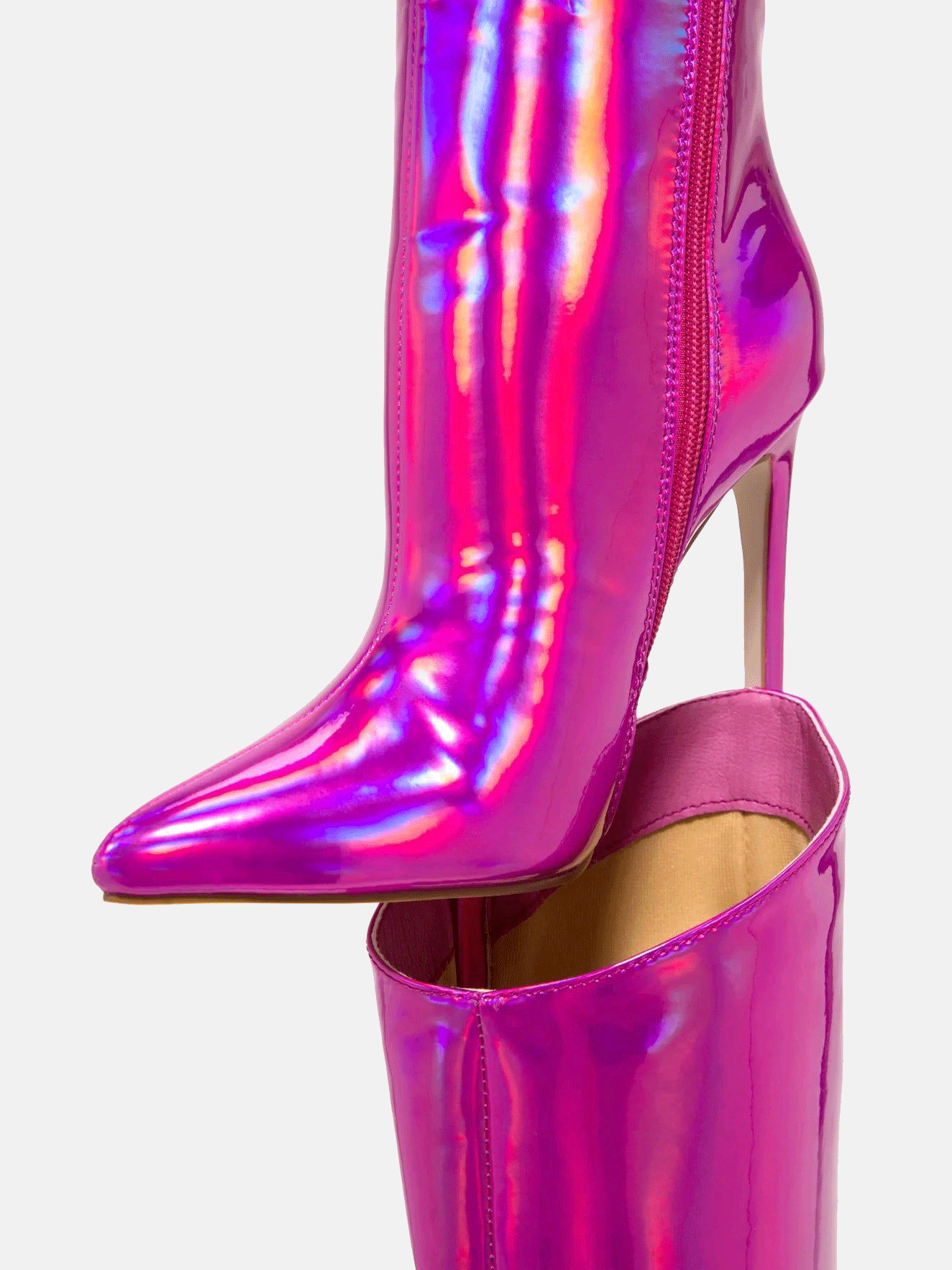 Leather Stiletto Heeled Shiny Boots - ECHOINE