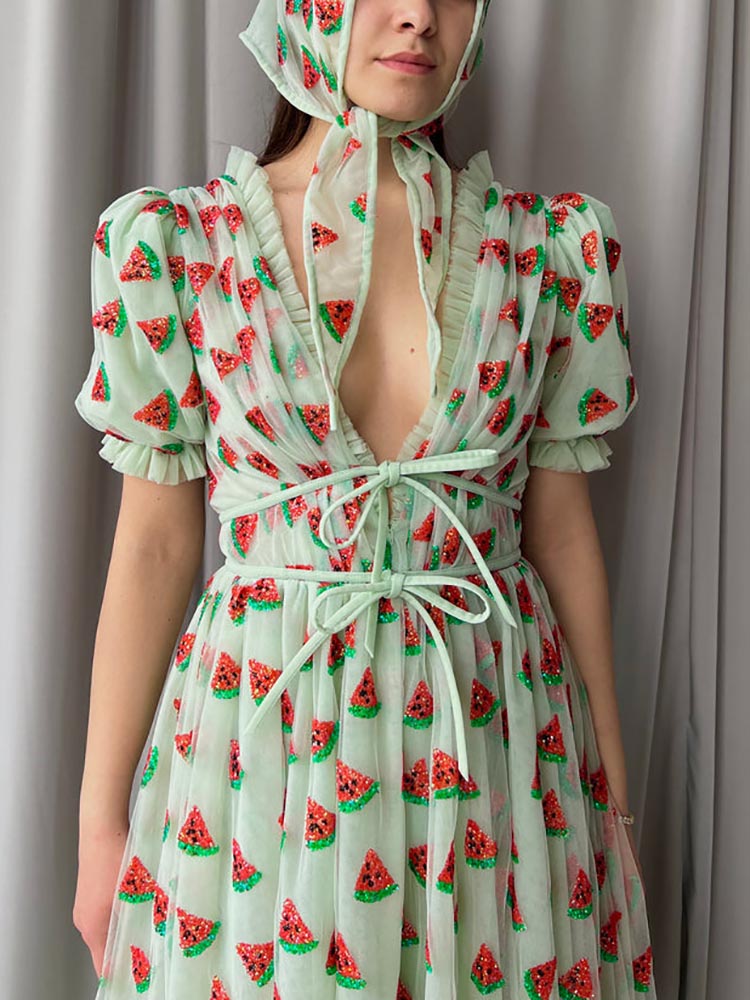 Fruit Sequin Sweet Dress - ECHOINE
