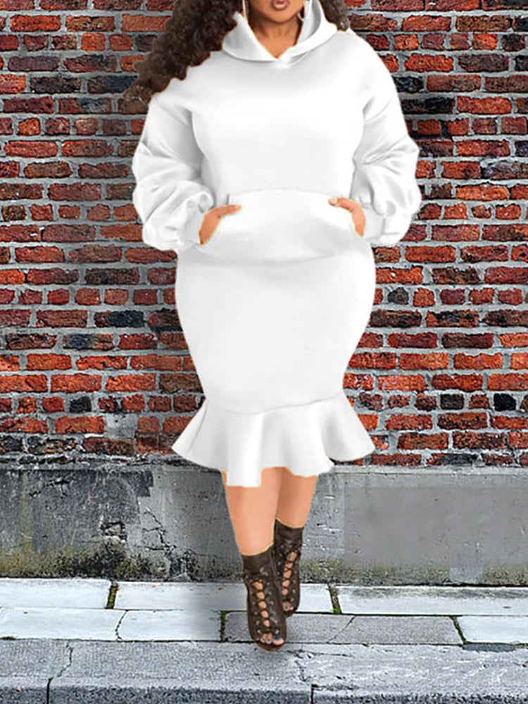 Hoodie Sweater Flounce Skirt Set - ECHOINE